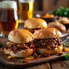 hearty bacon and cheddar sloppy joes with a juicy mixture of browned ground beef, crisp pieces of bacon, melted cheddar cheese