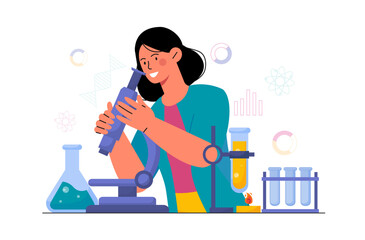 Woman scientist at lab vector concept