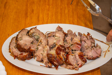 Honey Garlic Pork Tenderloin Recipe , oven-roasted pork roll