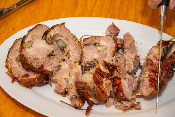 Honey Garlic Pork Tenderloin Recipe , oven-roasted pork roll