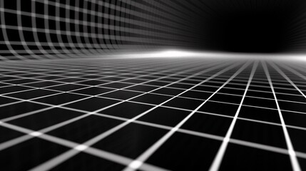 thin, perspective-based white grid lines on a black background