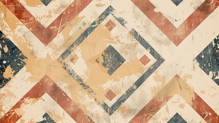 Grungy Background With Red, White, and Blue Diamond Pattern