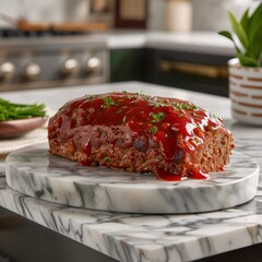 savory Meatloaf Supreme served on a modern marble ceramic plate