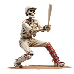 skeleton playing baseball