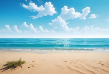 beautiful beach background with blue sky and sand