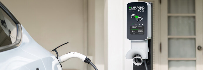 Electric vehicle technology utilized to residential home charging station for EV car battery...
