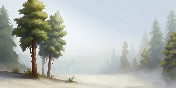 Digital painting of tree with blank area for text.