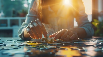 hand putting puzzle