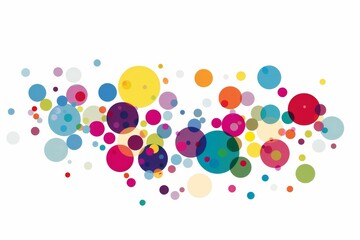 Colorful circle elements in vibrant rainbow colors on a plain white background. 