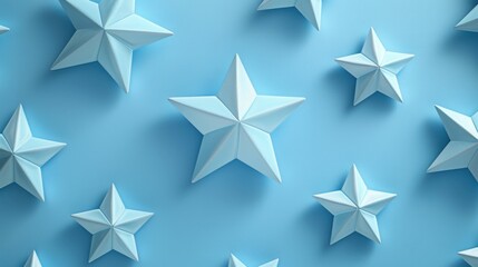 Obraz premium Geometric shapes converge to form a star, symbolizing top-notch customer ratings.