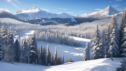 山岳と雪景色_5 (snowy mountain_5)