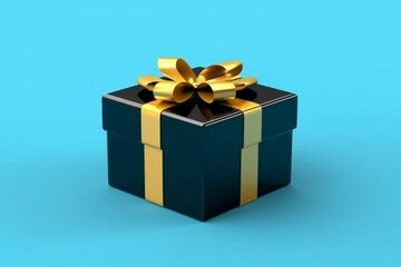 Obraz premium cool trendy sale stickers for business. Black Friday sale. Geometric elements for a store sale, online promotion Black gift box with golden ribbon bow on black background. 3d render generated ai 