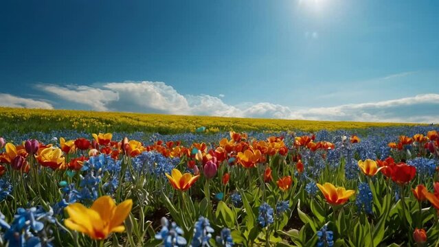 field of poppies, seamless looping animation video background 