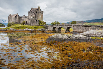 Scottish castle of Eilean Donan, United Kingdom, with its famous bridge.