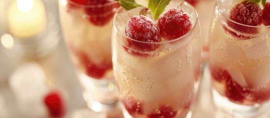 Chilled lychee and raspberry mixed drink