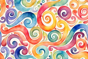 A colorful swirl of watercolor paint with a rainbow of colors