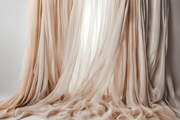 A curtain with a white background and a white and tan color