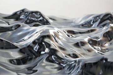 Black and white abstract painting. Looks like frozen ocean waves.