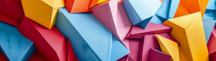 Colorful 3D geometric shapes. Origami shapes.