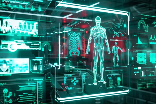 Healthcare technology concept with futuristic holographic