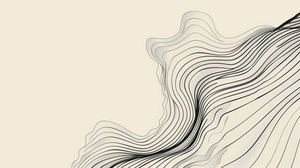 The image is a black and white line drawing of a topographic map. The lines are smooth and flowing, and the image has a calming, meditative quality.