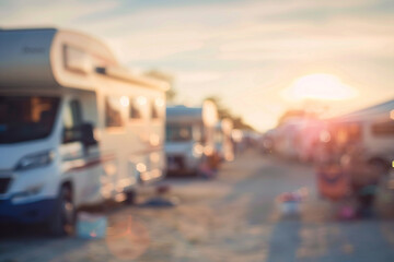 blurred photograph of crowded RV park.