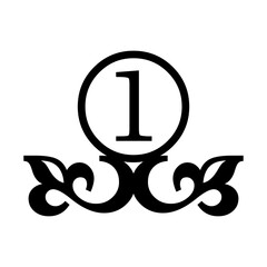 Number one on ornate pedestal. Vector symbol of priority.
