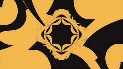 Abstract minimalist background, yellow and black colors, inspired by baroque art style