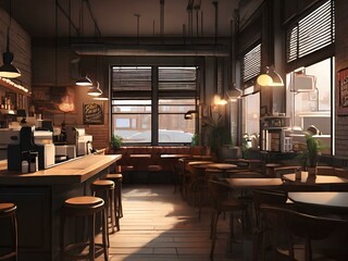 Cozy coffee shop interior illustration