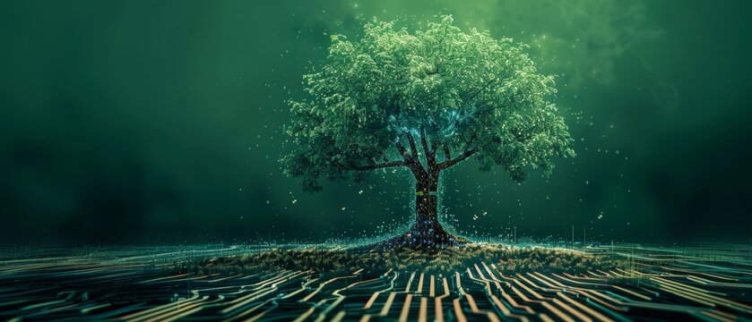 Tech growth, sustainable future, circuit tree design