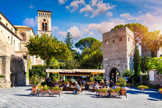 View of Ravello village on the Amalfi Coast in Italy. Fantastic view of the Amalfi coast. Ravello, Italy.