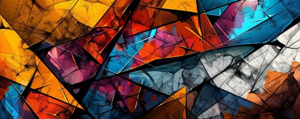 This image is an abstract painting. It is made up of many different colors and shapes. The colors are bright and vibrant. The painting has a modern and contemporary feel to it.