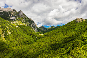 Valley in the Triglav National Park, Julian Alps, Slovenia. Julian Alps mountains, Slovenia, Europe.