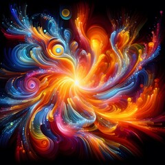 Fusion flare abstract colorful shapes background display of vibrant hues and dynamic patterns