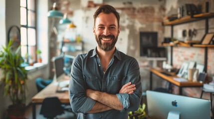 Fototapeta premium smiling man in modern office
