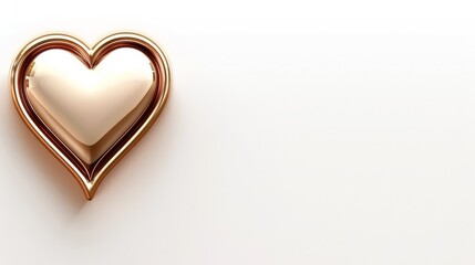 Elegant White and Gold Heart on a Minimalist Background, Symbolizing Love and Luxury