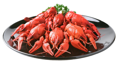 A plate full of cooked crayfish