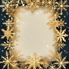 Snowflakes seamless border .Ornament with golden snowflakes and stars 