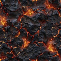 Molten lava cracking texture, glowing embers abstract background