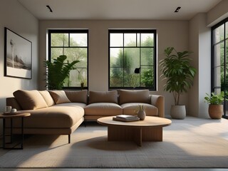 Fototapeta premium Serenity in Simplicity: A Modern Sanctuary of Relaxation and Rejuvenation