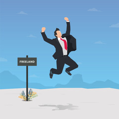 Businessman jump in free land. Freedom design vector illustration