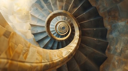 Captivating Spiral Staircase Optical Illusion Creating Vertigo Inducing Endless Descent