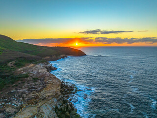 Sunrise by the sea and forest