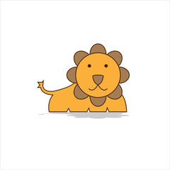 Illustration of isolated lion animal of cartoon, yellow colors for logo, icon, mascot and sign.