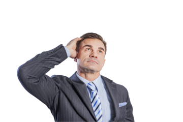 a businessman man makes a decision , thinks about a task