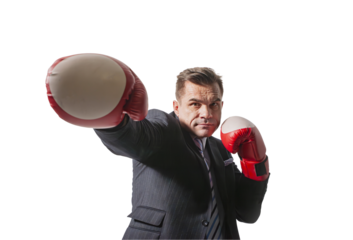 funny man businessman man in boxing gloves
