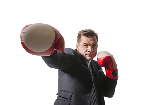 funny man businessman man in boxing gloves