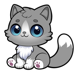 gatinho cinza, olhos azuis vetor, svg, jpg, ilustração,