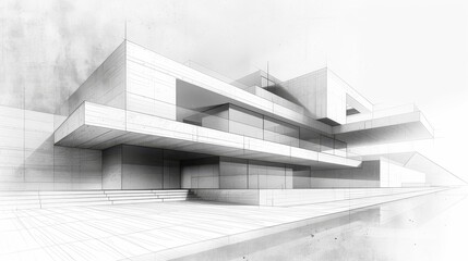  Architectural Sketch, Home Concept 3D Rendering