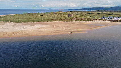 Aerial view of Magilligan Beach Co Derry Northern Ireland - obrazy, fototapety, plakaty